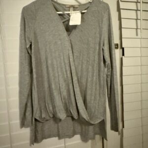 Dainty Hooligan Gray Wrap Tunic Long Sleeve